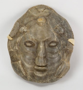 AZTEC HAND CARVED STONE MASK<b