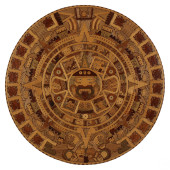 AZTEC SUN STONE CALENDAR WOOD