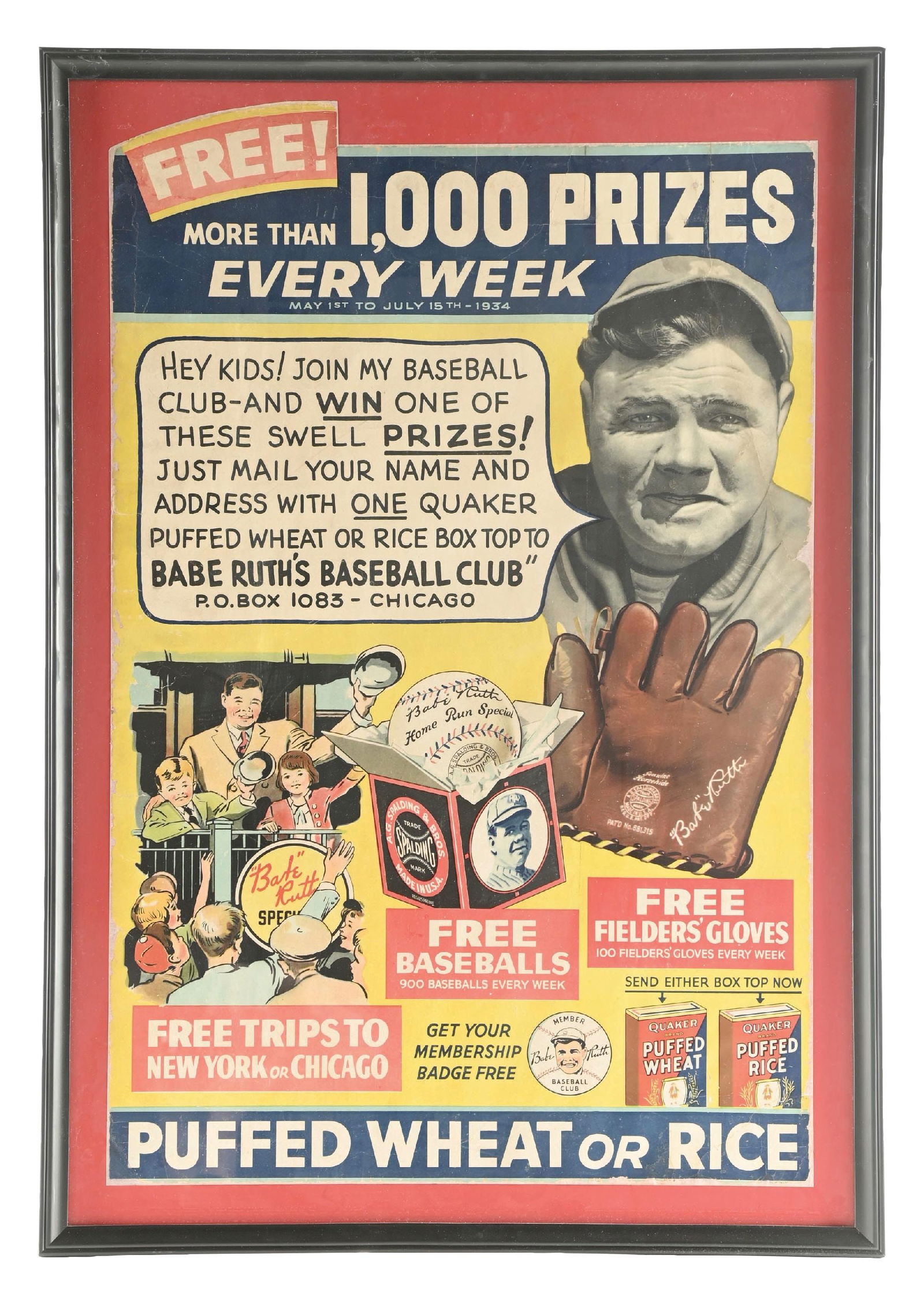 BABE RUTH BASEBALL CLUB QUAKER OATS