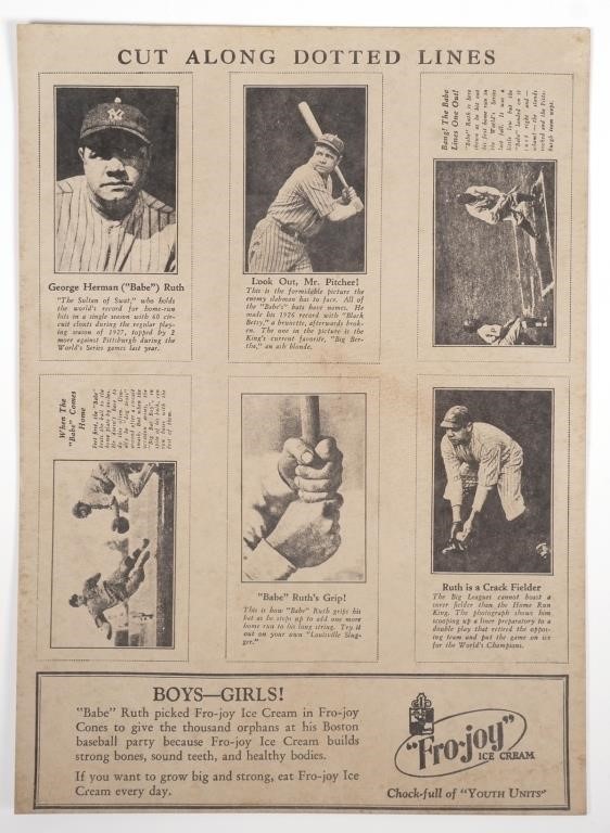 BABE RUTH UNCUT FRO JOY BASEBALL