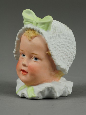 BABY'S HEAD STILL BANK Bisque