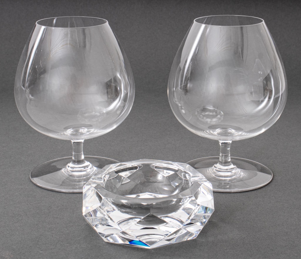 BACCARAT ASHTRAY & TWO BRANDY /