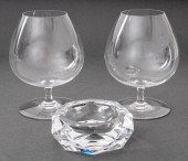 BACCARAT ASHTRAY & TWO BRANDY