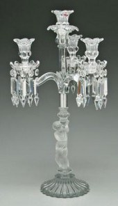 Baccarat candelabra, three scr
