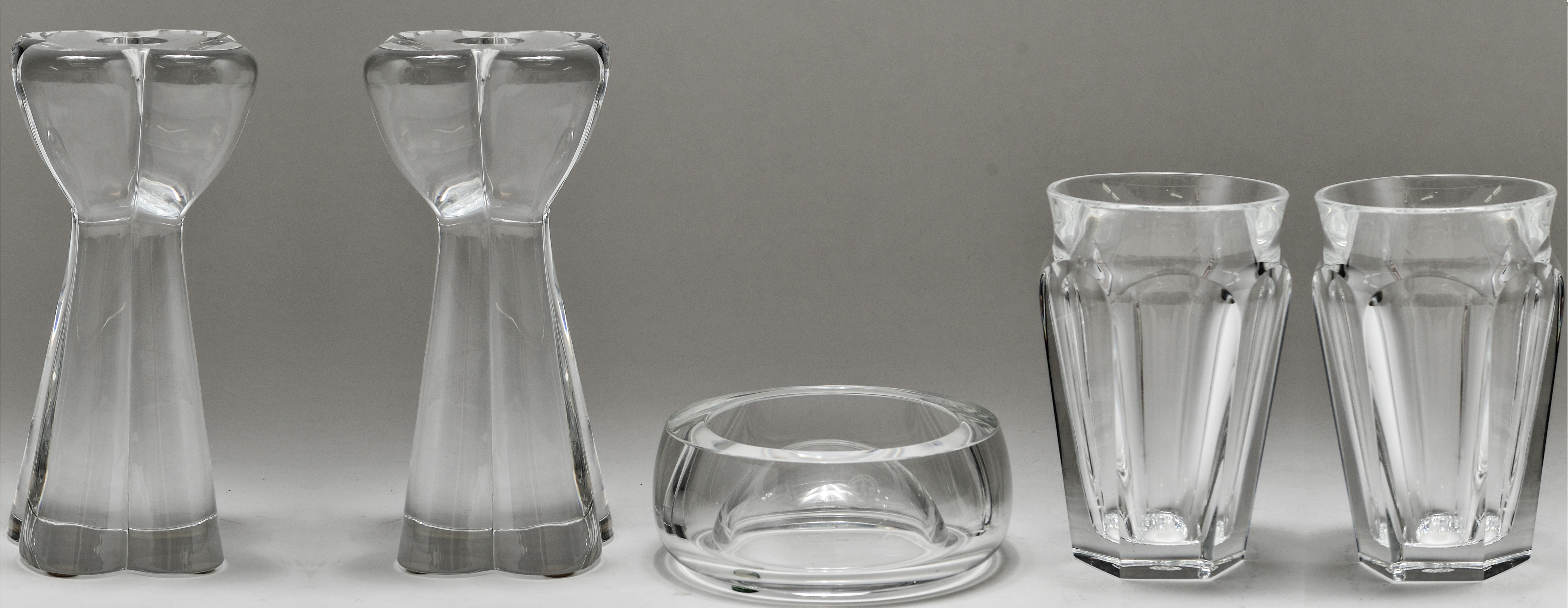 BACCARAT COLORLESS CRYSTAL VESSELS,