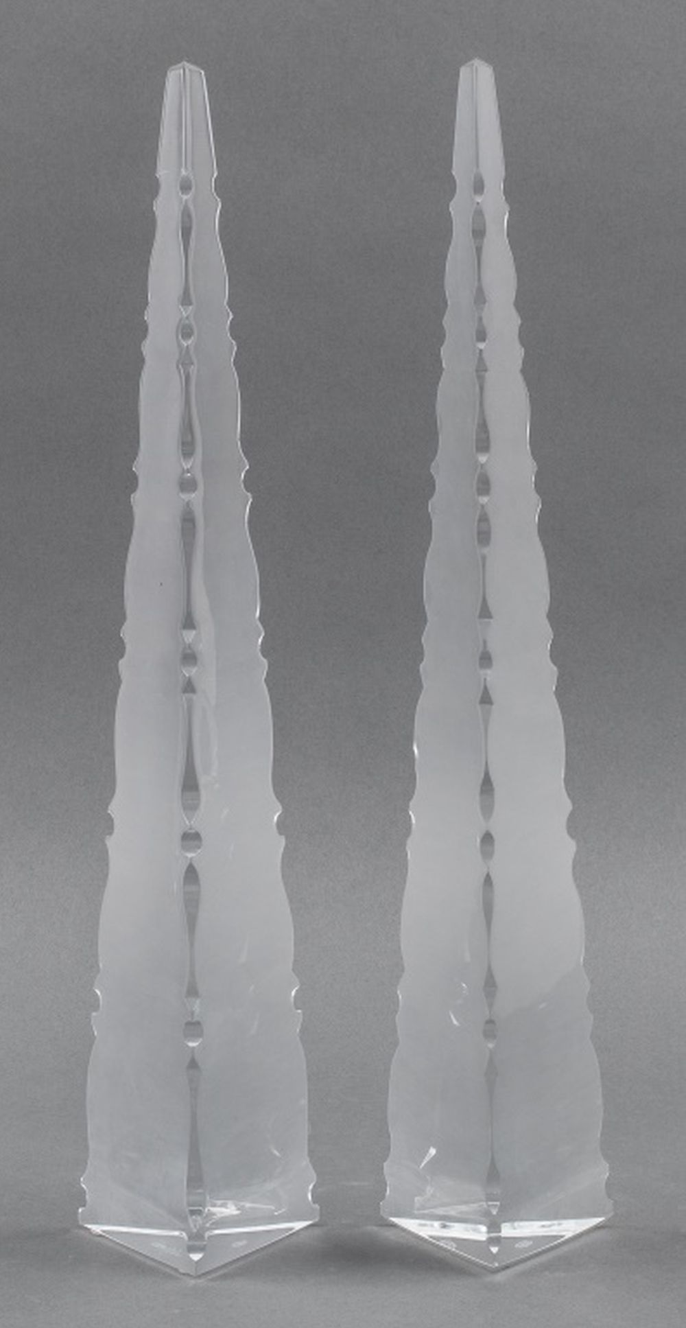 BACCARAT CRYSTAL GLASS OBELISKS,