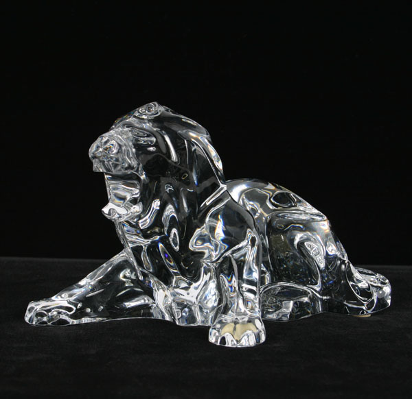 Baccarat lead crystal lion; angular