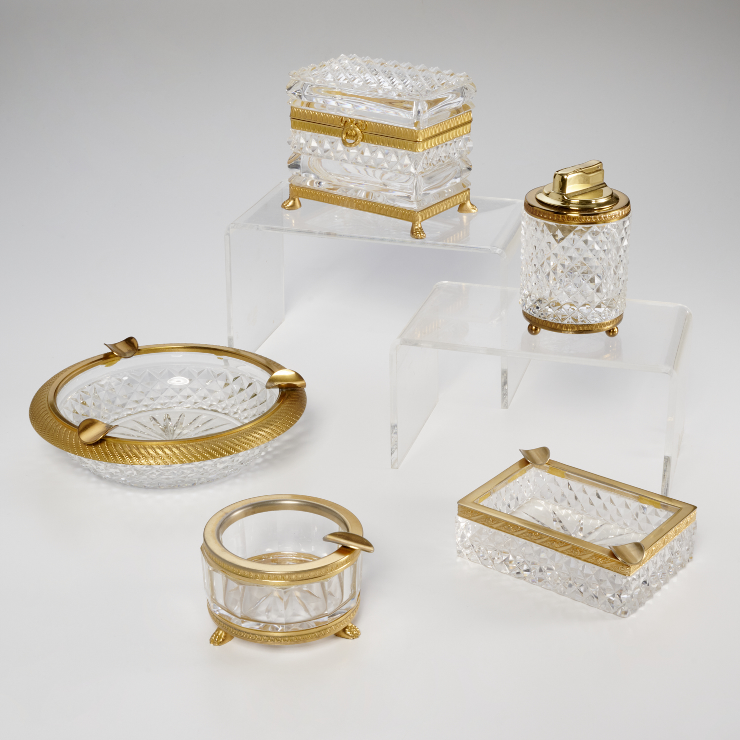 BACCARAT STYLE SMOKING SET 20th c.,