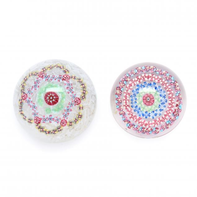 BACCARAT, TWO MILLEFIORI CRYSTAL