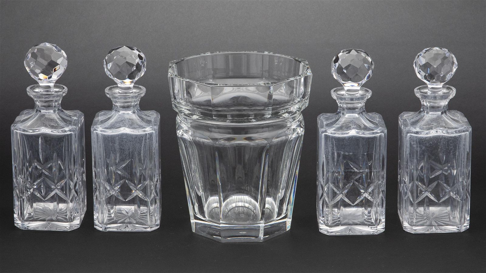 BACCARAT VASE AND 4