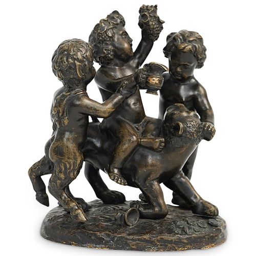 BACCHANAL PUTTI & SATYR BRONZE