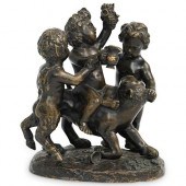 BACCHANAL PUTTI & SATYR BRONZE