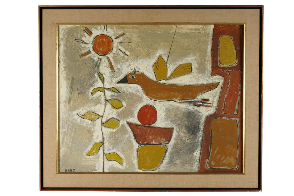 BAEZ: "PAINTING OF A BIRD"oil on