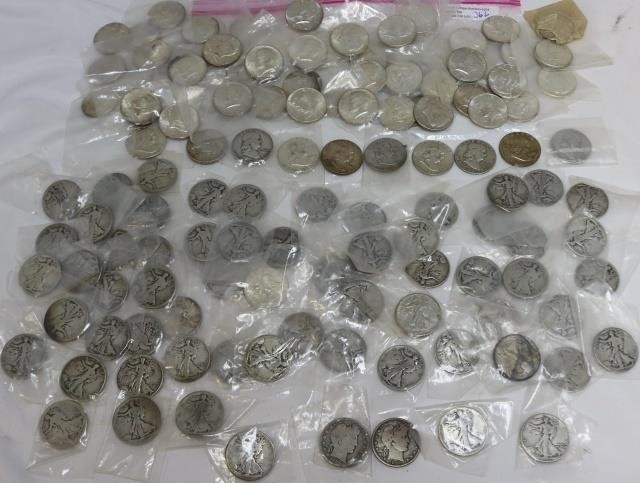 BAG LOT, SILVER 50 CENT PIECES.