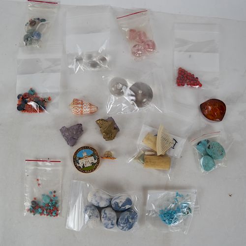 BAG OF BEADS: STONE, AGATE, WOODBag