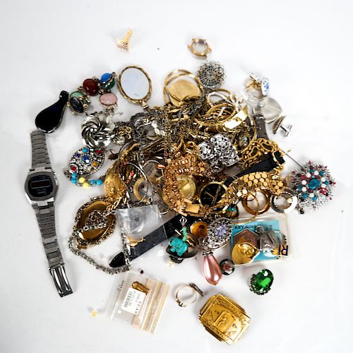 BAG OF COSTUME JEWELRY, WATCHES,