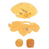 BAKELITE 4PC CARVED CREAM FLOW