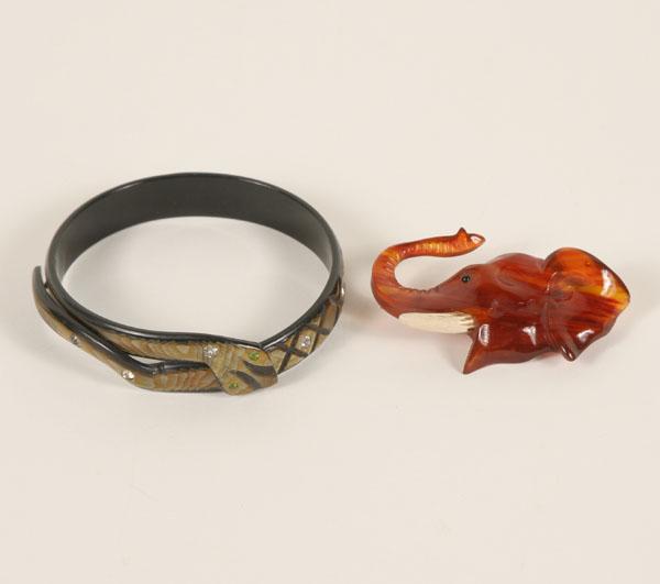 Bakelite Elephant Pin w/Celluloid