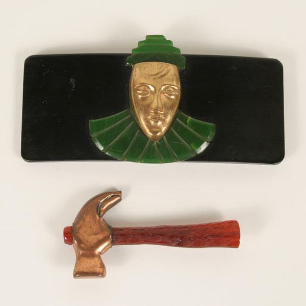 Bakelite Metal 2pc Deco Mask Buckle