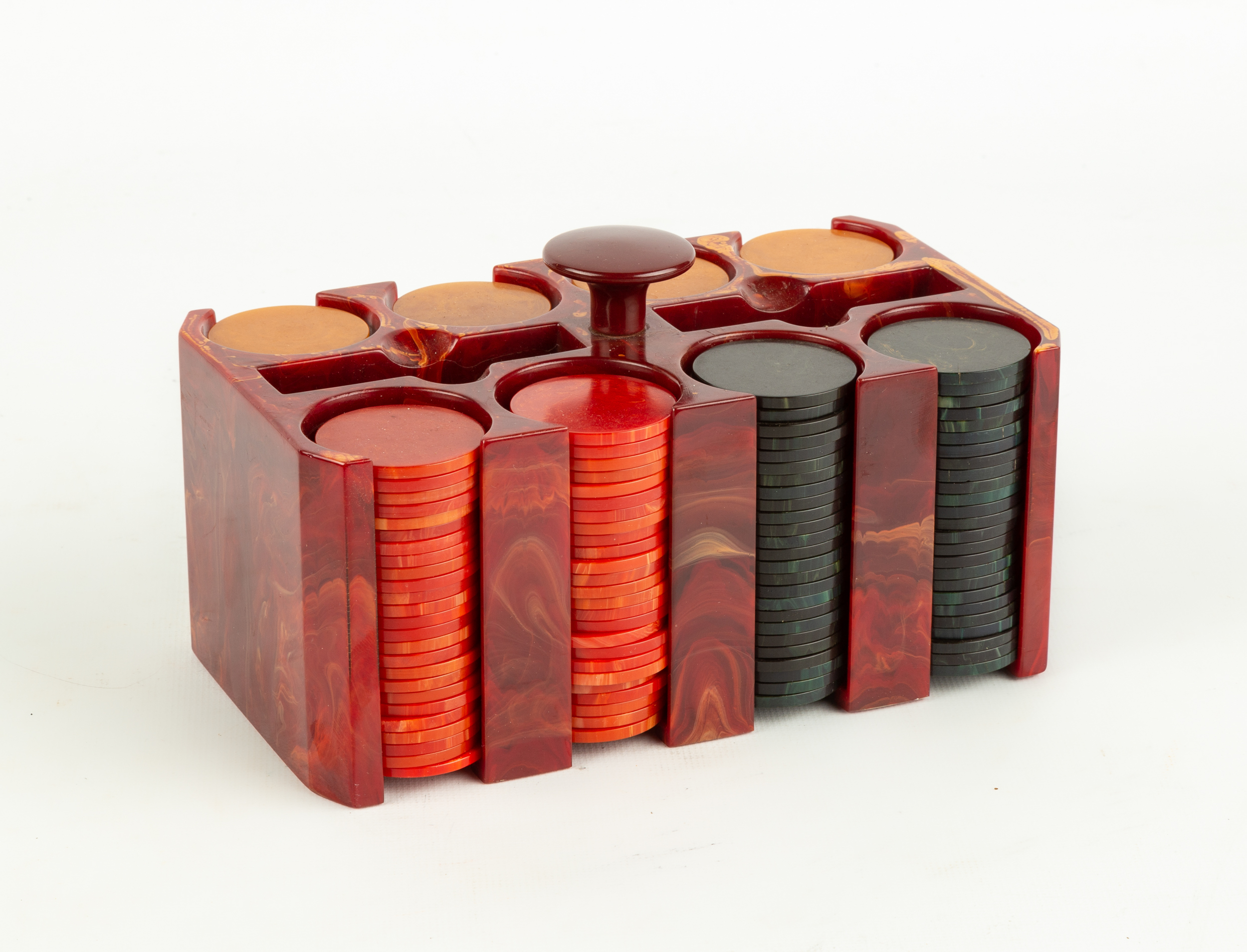BAKELITE POKER CHIP SET circa 1920.