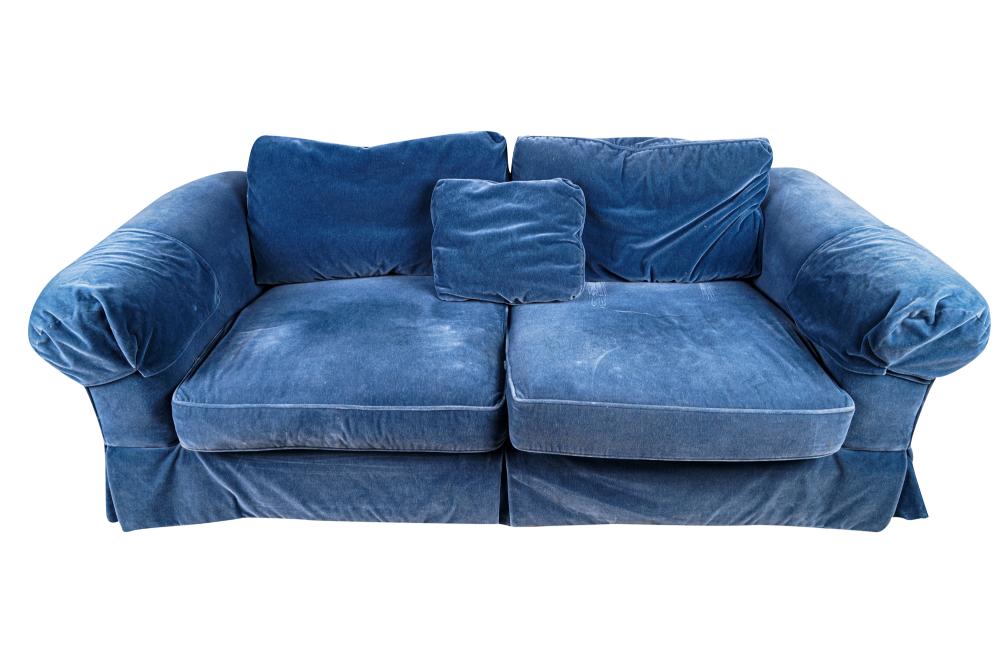BAKER BLUE MOHAIR UPHOLSTERED