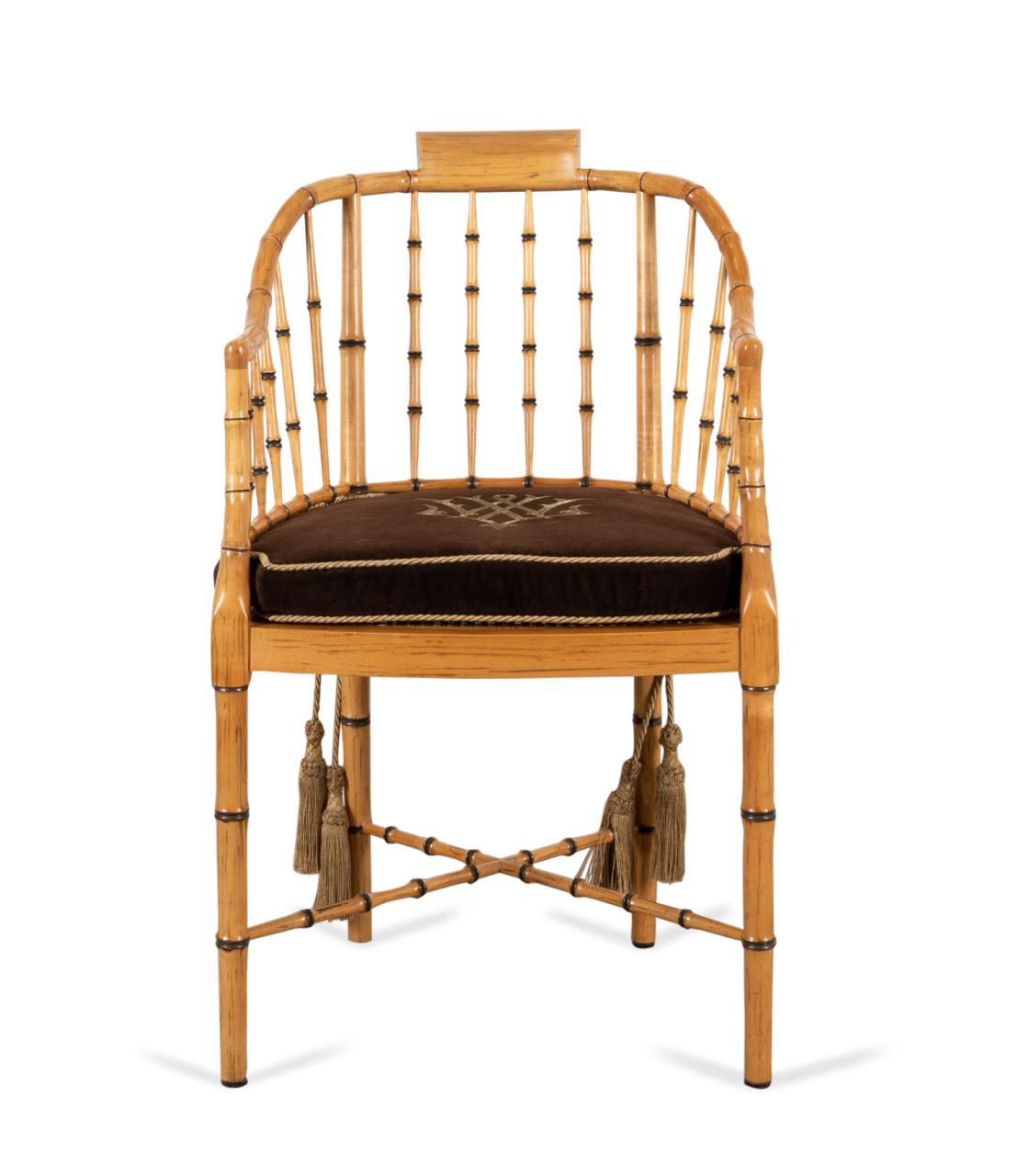 BAKER FAUX BAMBOO ARMCHAIR &
