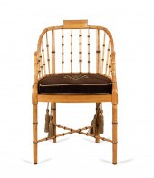 BAKER FAUX BAMBOO ARMCHAIR & M