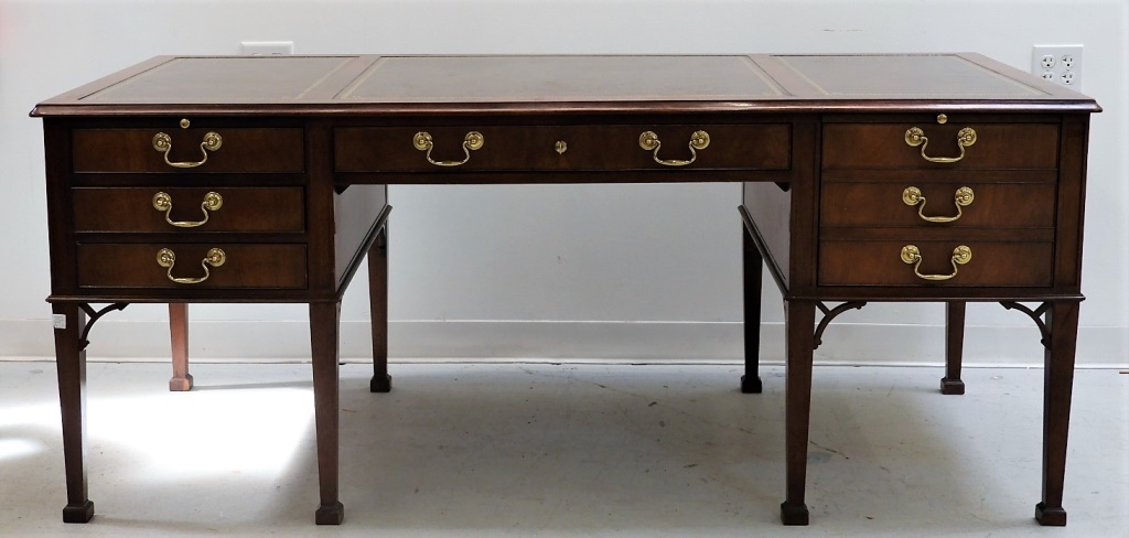BAKER FURNITURE MAHOGANY LEATHER