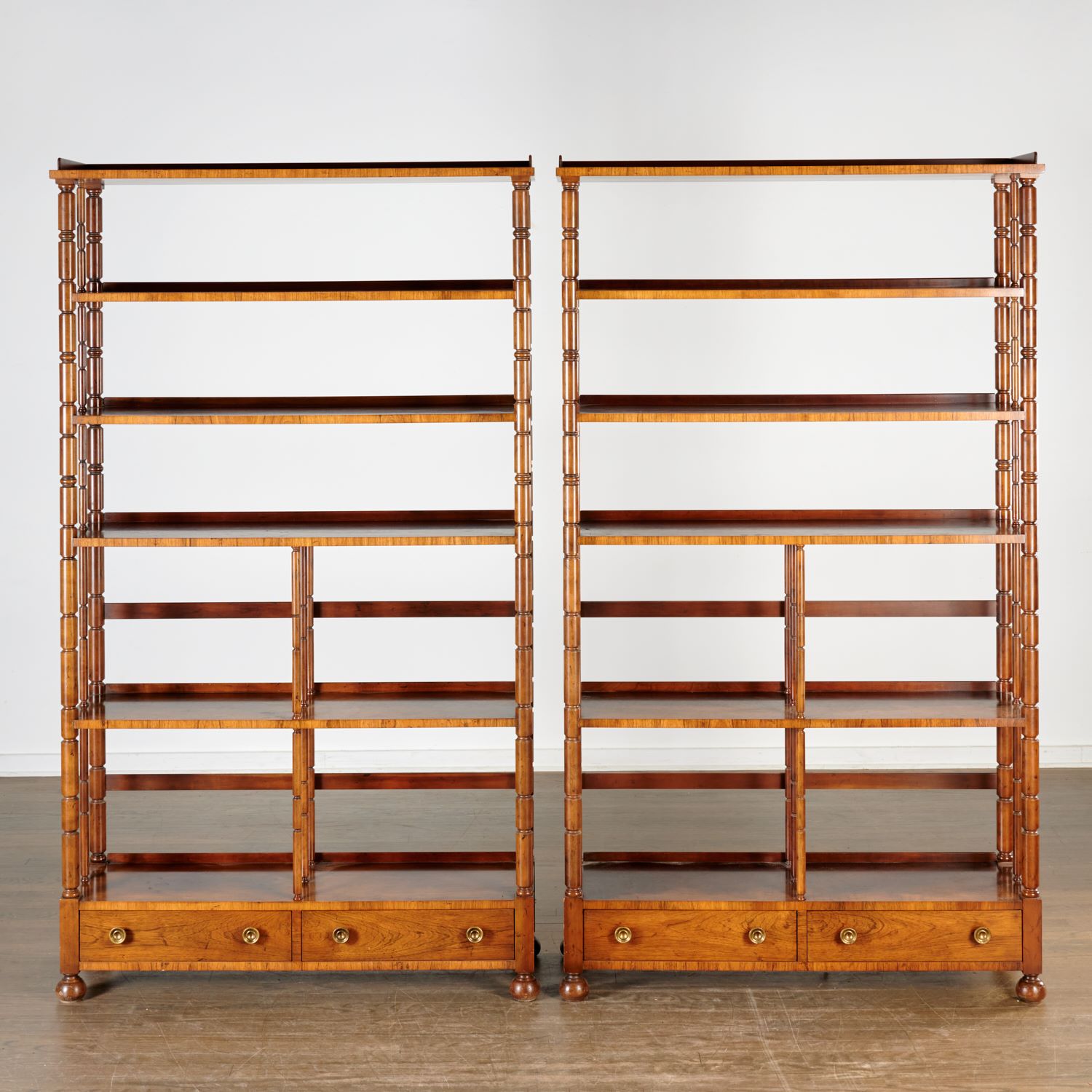 BAKER FURNITURE, PAIR HARDWOOD OPEN