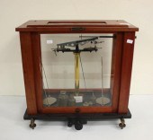 BALANCE SCALE AND THREE BRASS