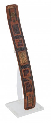 BALEEN AND SHELL-INLAID WOODEN