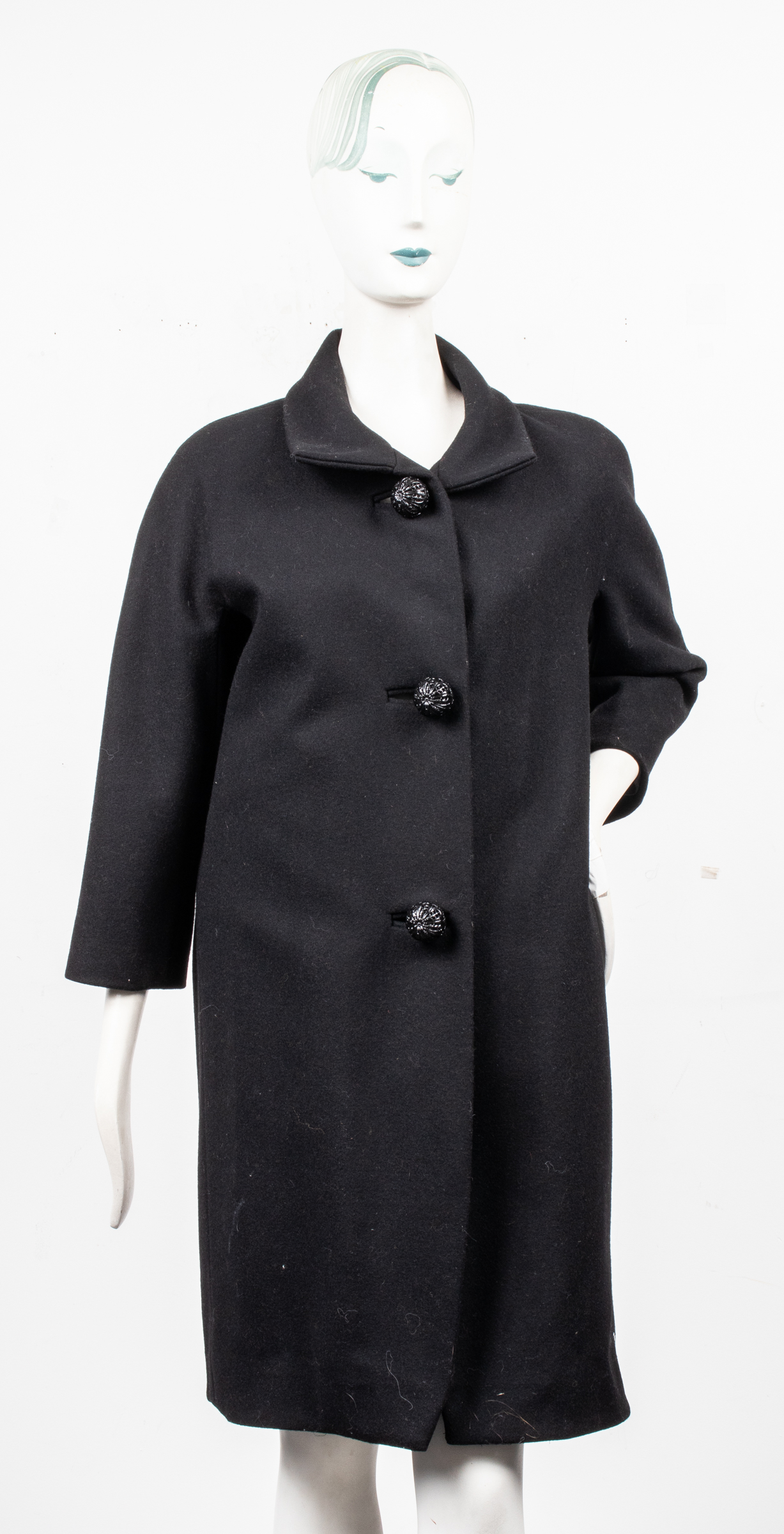 BALENCIAGA BLACK WOOL COAT