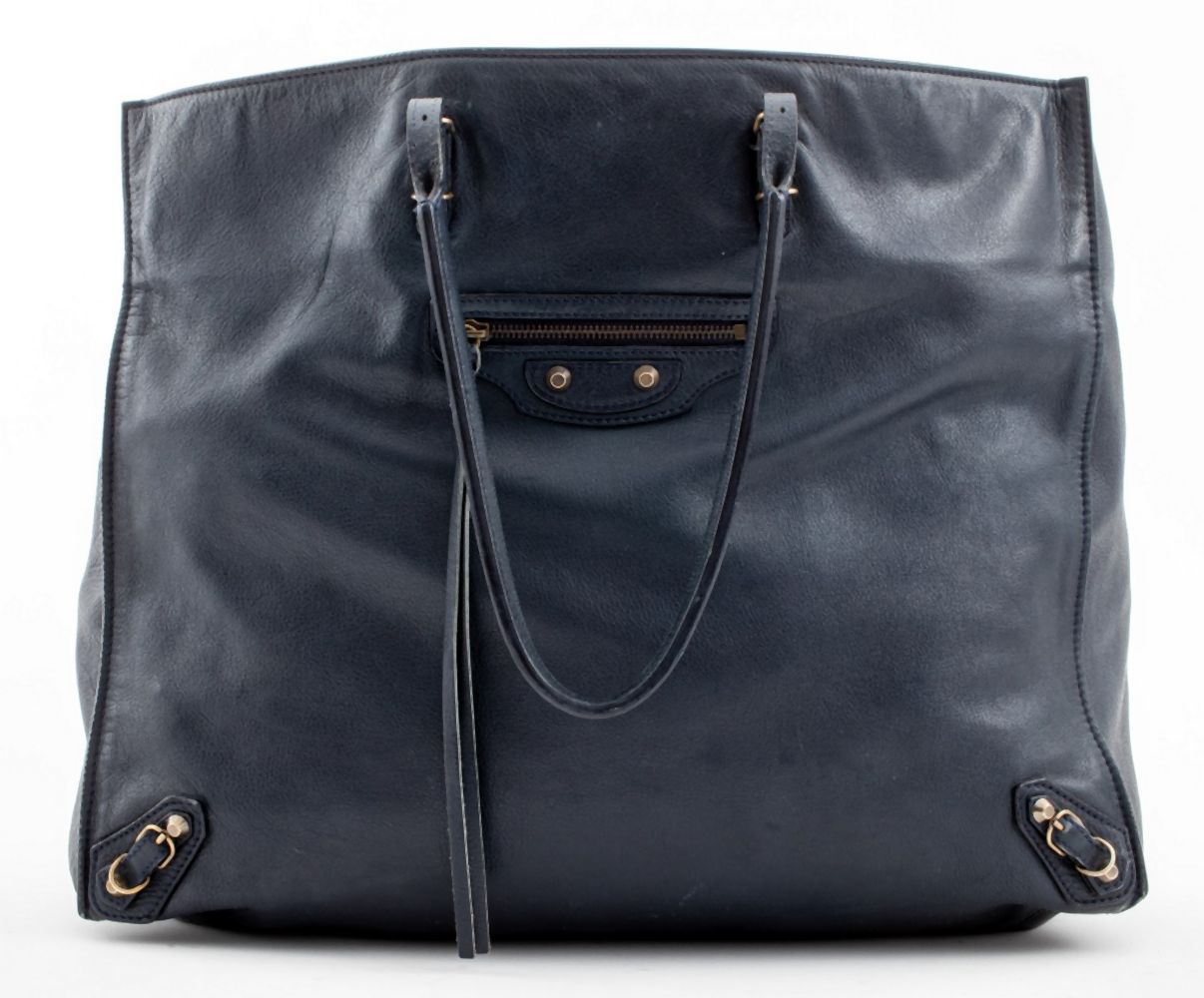 BALENCIAGA BLUE LEATHER TOTE