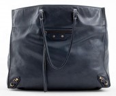 BALENCIAGA BLUE LEATHER TOTE P