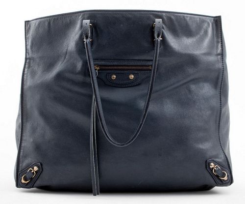 BALENCIAGA BLUE LEATHER TOTE