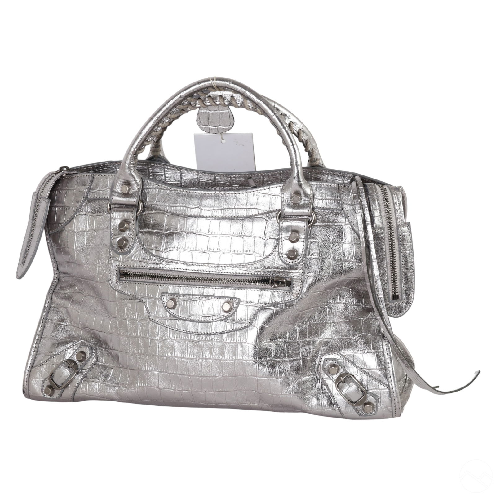 BALENCIAGA PARIS SILVER LEATHER
