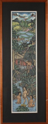 BALI OIL ON FABRIC, LANDSCAPEB