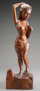 BALINESE CARVED WOOD FIGURE OF