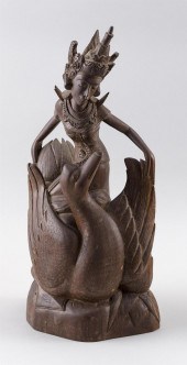 BALINESE CARVED WOOD FIGURE OF