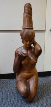 BALINESE CARVED WOOD KNEELING