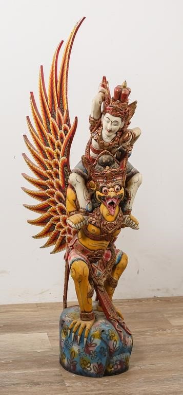 BALINESE POLYCHROME VISHNU RIDING