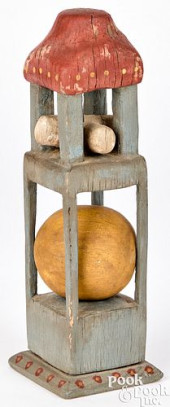 BALL AND CAGE PAINTED FOLK ART