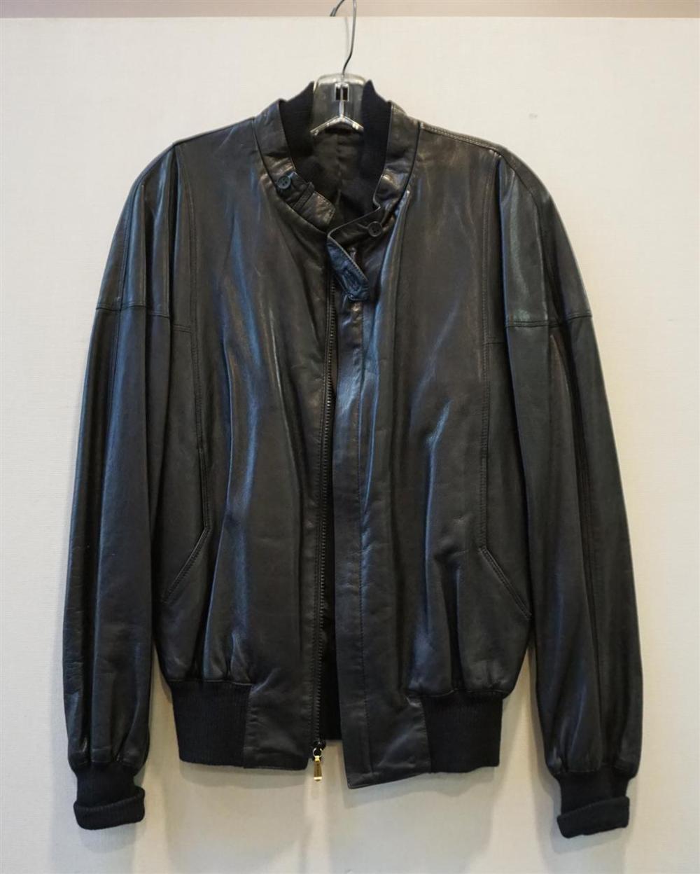 BALLY BLACK LEATHER BOMBER JACKET