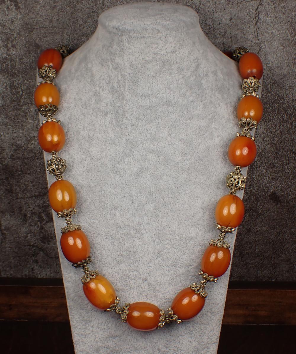 BALTIC AMBER AND FILIGREE BEAD