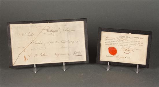 [Baltimore Ephemera] Two early 19th