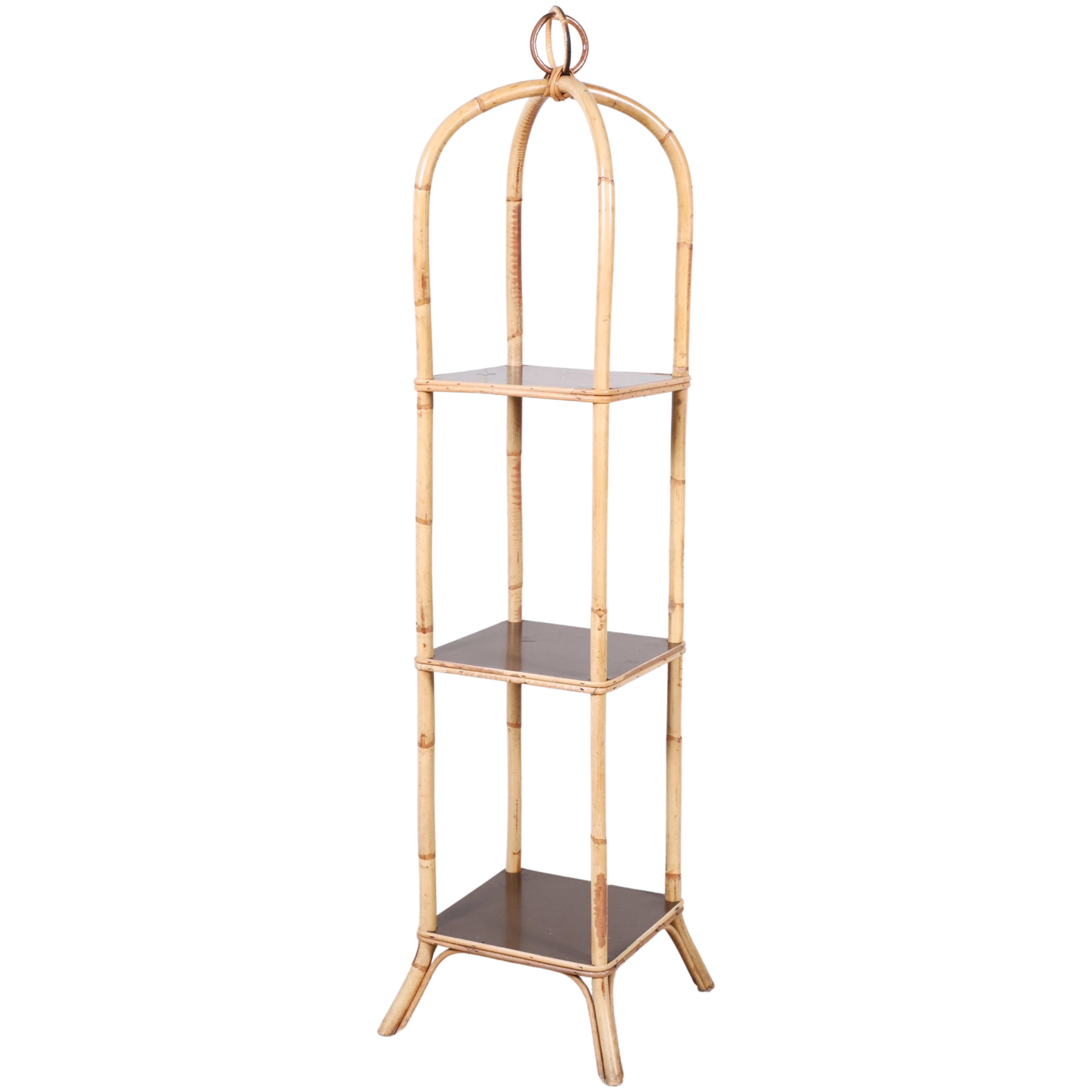Bamboo and laminate 3 tier etagere,