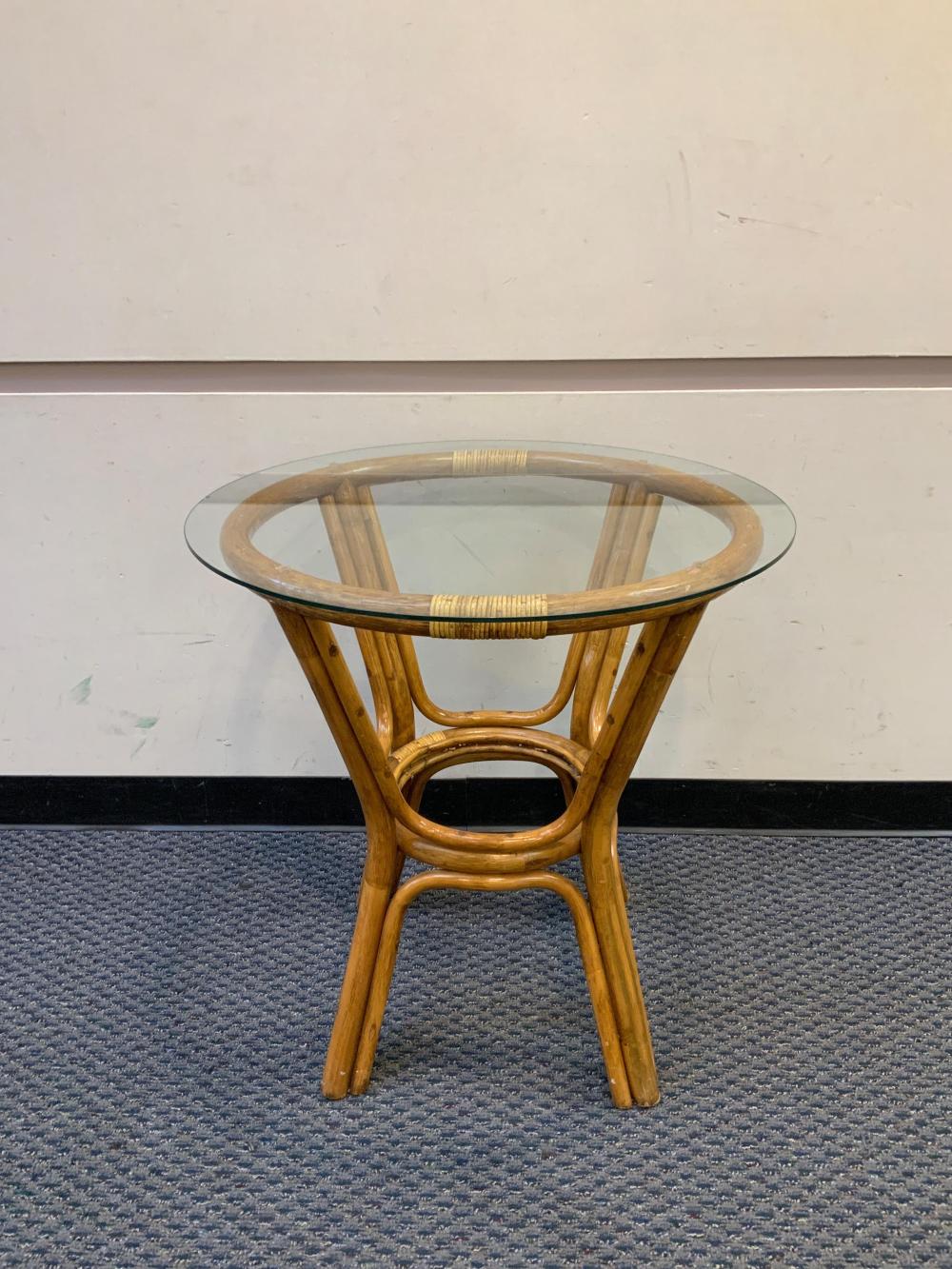BAMBOO AND RATTAN AND GLASS TOP