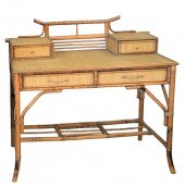 BAMBOO AND RATTAN DESK HAVING