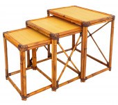 BAMBOO AND RATTAN NESTING TABL