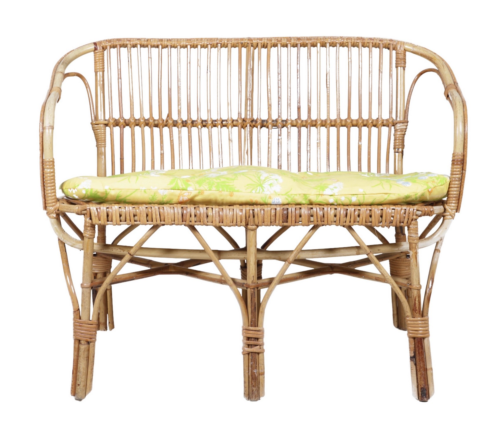 Bamboo and Rattan settee, with